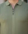 Erkek Yakası Fermuarlı Kısa Kollu T-shirt