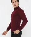 Erkek Yarım Balıkçı Yaka Triko Kazak - Bordo
