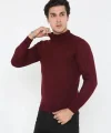 Erkek Yarım Balıkçı Yaka Triko Kazak - Bordo