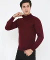Erkek Yarım Balıkçı Yaka Triko Kazak - Bordo