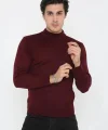 Erkek Yarım Balıkçı Yaka Triko Kazak - Bordo
