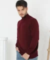 Erkek Yarım Balıkçı Yaka Triko Kazak - Bordo