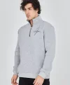 Erkek Yarım Fermuarlı Baskılı Sweat - Gri