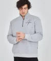 Erkek Yarım Fermuarlı Baskılı Sweat - Gri