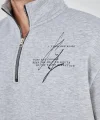 Erkek Yarım Fermuarlı Baskılı Sweat - Gri