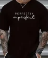 erkekler için Ön Arka Baskılı PERFECTLY günlük Kısa Kol tişört - Siyah
