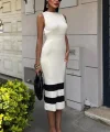 Etek Ucu Şerit Detaylı Triko Elbise 2831