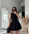 Fermuar detaylı Mini Elbise - Siyah