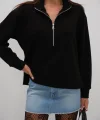Fermuar Ve Dikiş Detaylı Sweatshirt