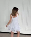 Fırfırlı Askılı Mini Elbise - Beyaz