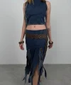 Fırfırlı Denim Etek