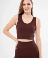 Fitilli Baskılı Crop  Bordo