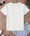 Fiyonk Baskılı Oversize Bisiklet Yaka T-shirt - Beyaz