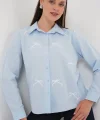 Fiyonk Detay Gömlek 20311 - Mavi