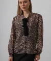 Fiyonk Detaylı Leopar Bluz - Leopar
