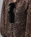 Fiyonk Detaylı Leopar Bluz - Leopar