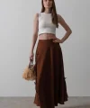 Fiyonk Kloş Etek - Kahve