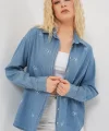 Fiyonlu Kot Gömlek 20329 - Mavi