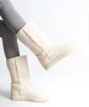 FREYA Bağcıksız Düz Taban İçi Kürklü Süet Kadın Bot  SKT - Krem