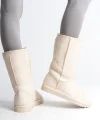 FREYA Bağcıksız Düz Taban İçi Kürklü Süet Kadın Bot  SKT - Krem