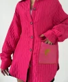 Fuşya Cepli Kapitone Gömlek