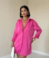 Fuşya Çıtçıtlı aten Gömlek