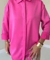 Fuşya Çıtçıtlı aten Gömlek