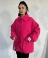 Fuşya Etiketli Pile Detaylı Ceket