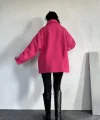 Fuşya Etiketli Pile Detaylı Ceket