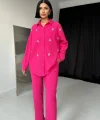 Fuşya Gömleği Taşlı Fitilli Takım