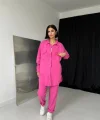 Fuşya Gömlek Ve Çıtçıtlı Pantolon Takım