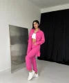 Fuşya Gömlek Ve Çıtçıtlı Pantolon Takım