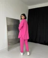 Fuşya Gömlek Ve Çıtçıtlı Pantolon Takım