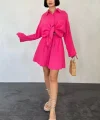 Fuşya Gömlek Ve üslin Şort Takım