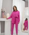 Fuşya Klasik Taşlı Keten Takım Takım