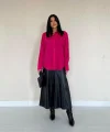 Fuşya Poplin Gömlek