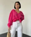 Fuşya Tek Cepli Bedensiz Cruz Gömlek