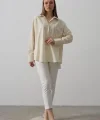 Geniş Manşet Detaylı Gömlek - Ekru