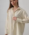 Geniş Manşet Detaylı Gömlek - Ekru