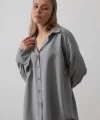 Geniş Manşet Detaylı Gömlek - Gri
