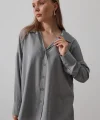 Geniş Manşet Detaylı Gömlek - Gri