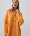 Geniş Manşet Detaylı Gömlek - Kavun