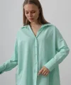 Geniş Manşet Detaylı Gömlek - Mint
