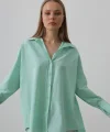 Geniş Manşet Detaylı Gömlek - Mint