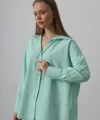 Geniş Manşet Detaylı Gömlek - Mint