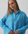 Geniş Manşet Detaylı Gömlek - Turkuaz