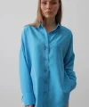 Geniş Manşet Detaylı Gömlek - Turkuaz