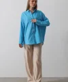 Geniş Manşet Detaylı Gömlek - Turkuaz