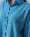 Geniş Manşet Detaylı Gömlek - Turkuaz