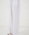 Geniş Paça Keten Pantolon 6735 - Beyaz